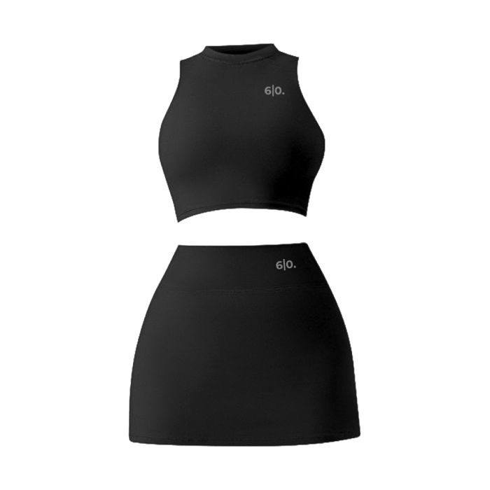 Moteriškas kostiumėlis High neck top & skirt set, Black